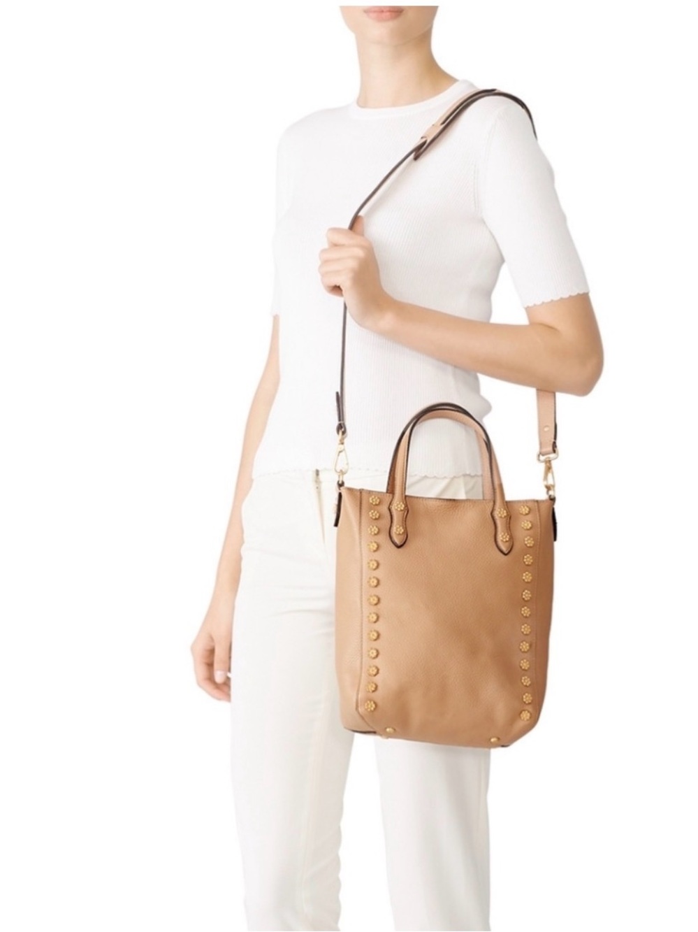 Annabel Ingall Daisy Leather Studded Crossbody Tote